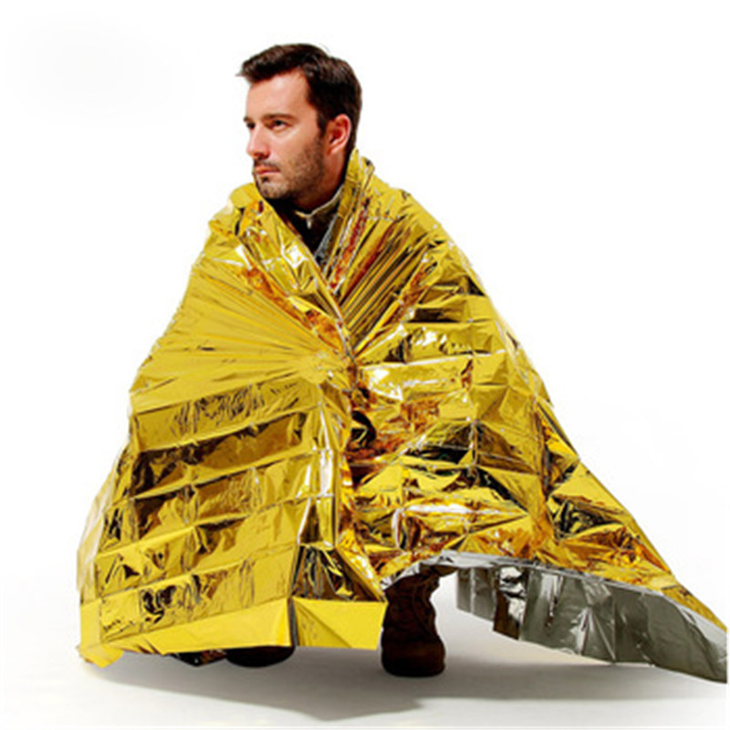 Emergency Mylar Thermal Blankets, Silver Gold Foil Survival Blanket Space Blanket Survival Kit for Outdoors, Camping, Hiking, Survival or First Aid